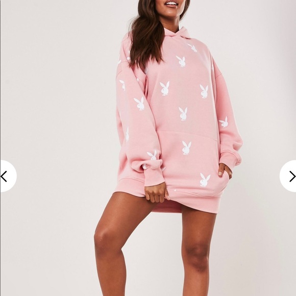 Playboy Tall Pink Bunny Hoodie Dress - Picture 2 of 9